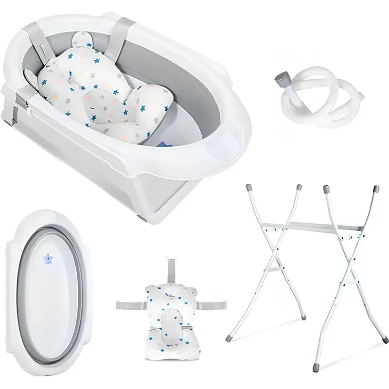 Newborn Baby Care Set Folding Bath Diaper Drying Rack Plastic Baby Bath No Bending Bracket Packaging Printed Products