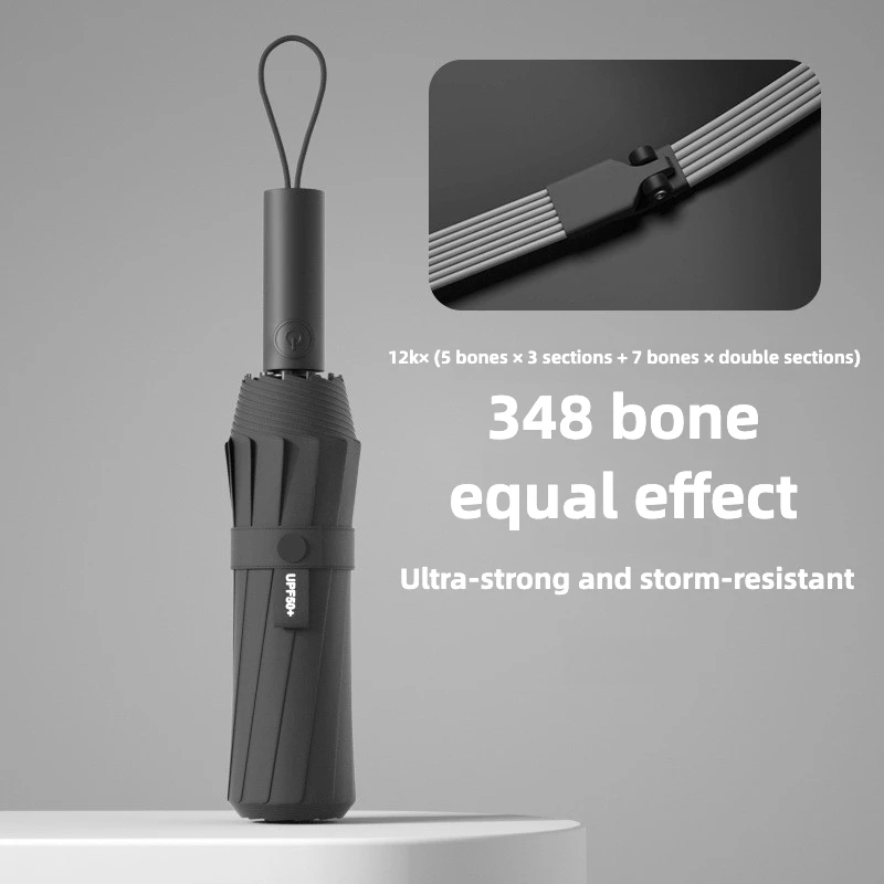 Sturmfester automatischer Regenschirm, winddicht, verstärkt, 348 Rippen, UV UPF 50+, faltbare Sonnenschirme und Regenschutz für Männer und Frauen