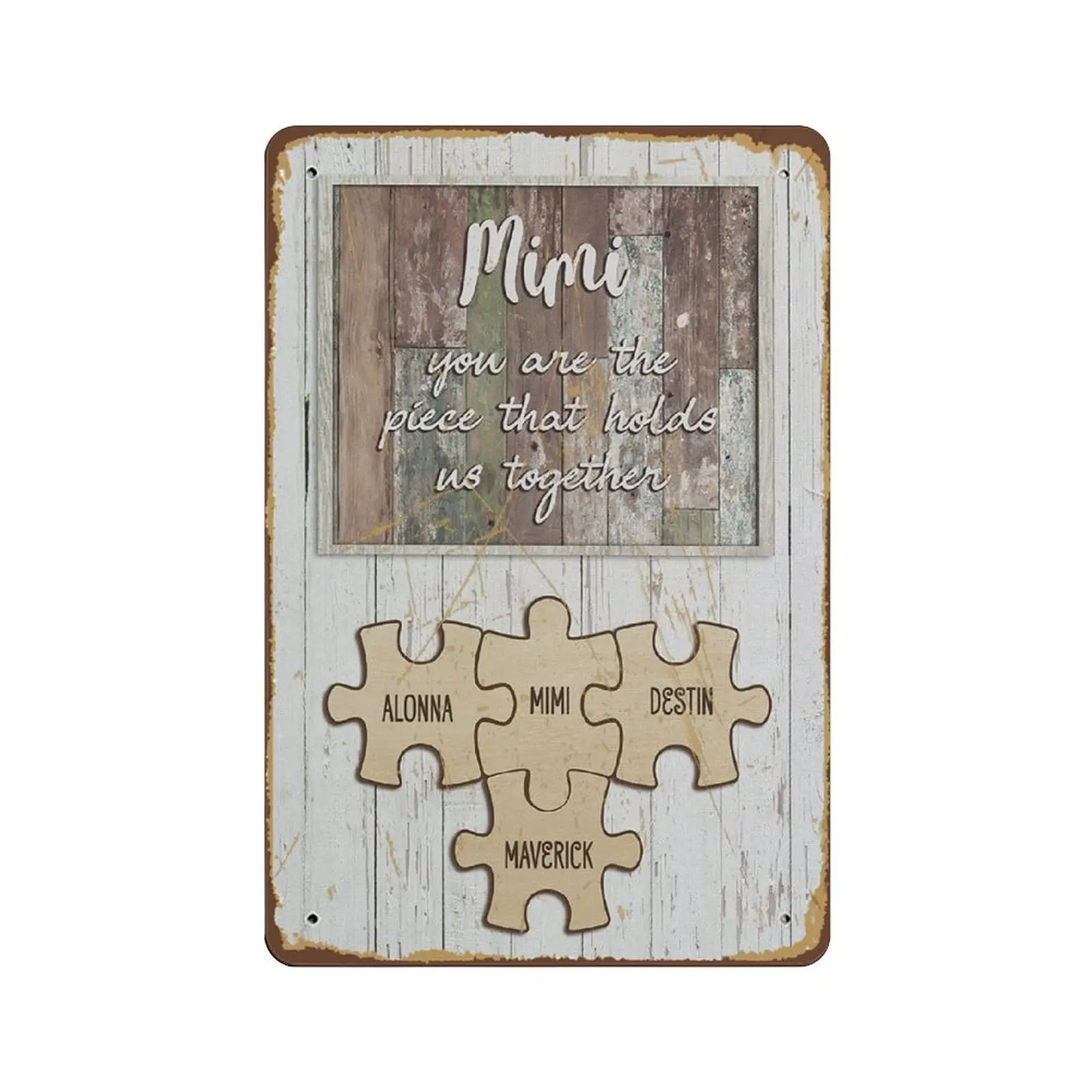 Mimi Puzzle Piece tin Sign Gift for Mimi Mom Puzzle Personalized Name tin Sign tin Sign Novelty Retro Vintage Auto License Plate