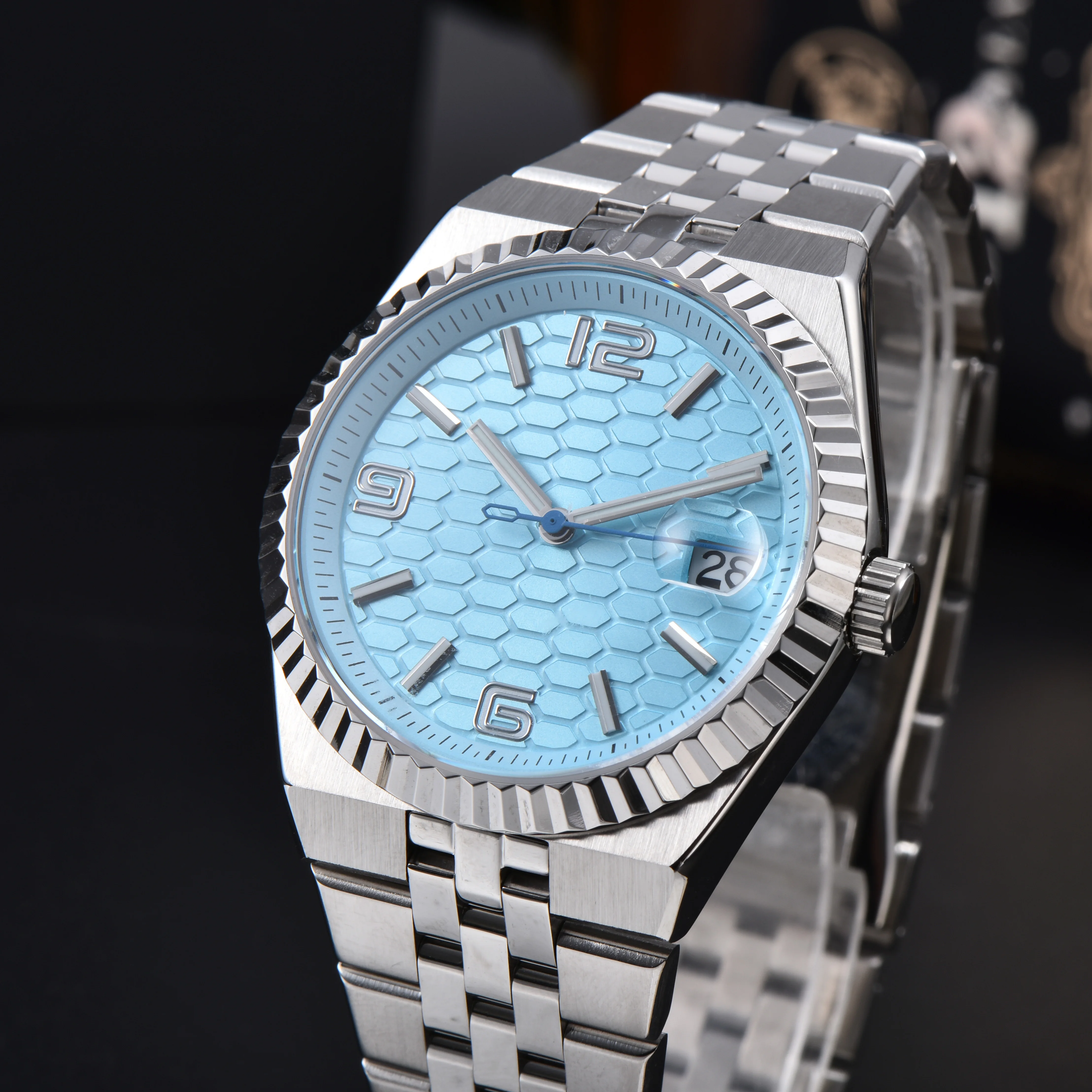 2025 New Watch 39.5mm Men's Watch Sapphire Glass NH35 Movement Texture Dial Silver Case Stainless Steel Strap