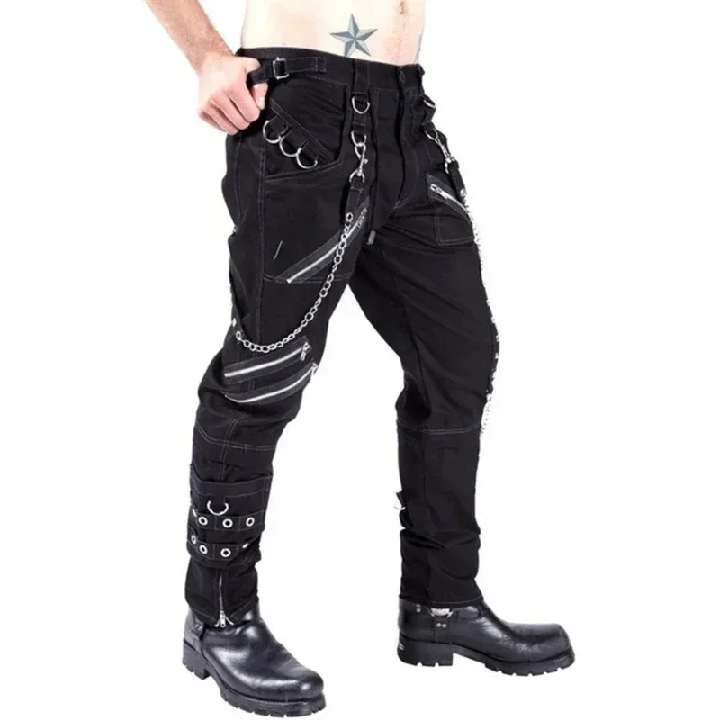 Foreign Trade Personality Casual Trousers Men Gothic Pants Punk Rock Bondage Pants