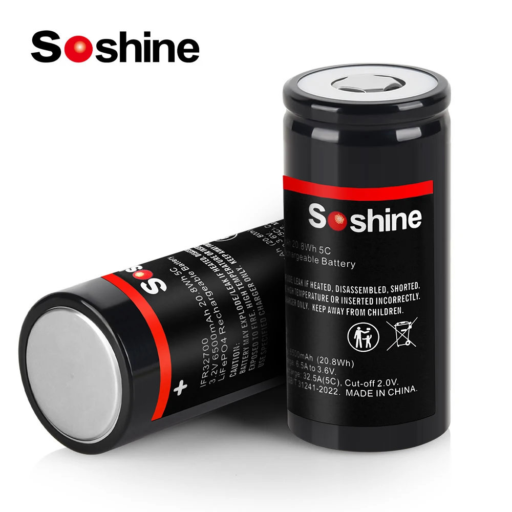 Soshine 32700 3.2V 6500mAh Rechargeable Battery High-power 32700 LiFePO4 Batteries Pack 4S 8S 12S 16S Emergency Power Supply