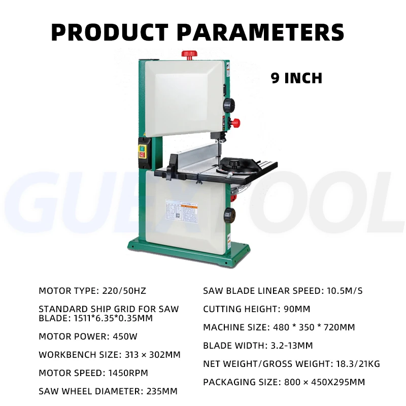 Imagem -05 - Polegada 10 Polegada Carpintaria Band Saw Máquina Desktop Corte Jig Saw Multi-function Curved Saw Máquina de Corte Portátil 450w 550w Serra de Corte para Carpintaria e Máquina de Corte Multifuncional Doméstica Máquin 9