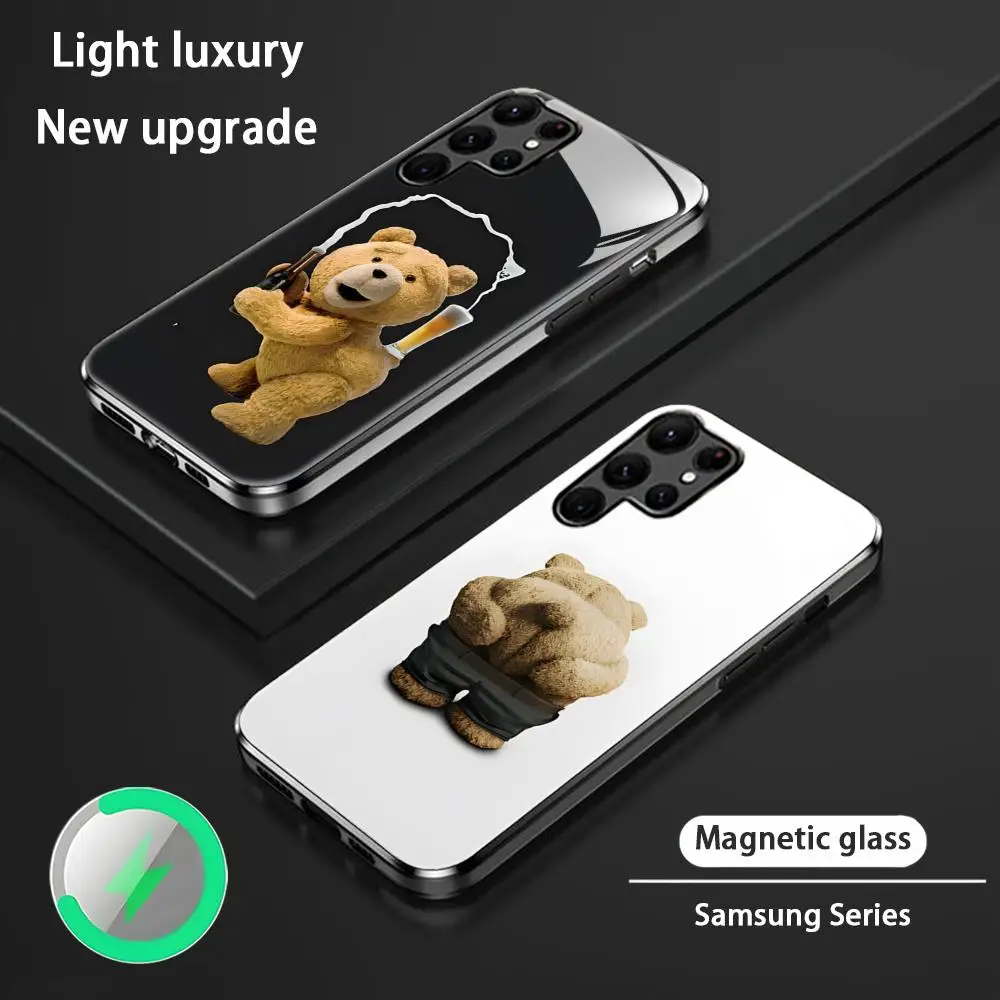 

Популярный чехол для телефона Cool Ted Movie для Samsung S25 S24 S23 S22 S21 S20 Plus Ultra Note20, стеклянный магнитный чехол