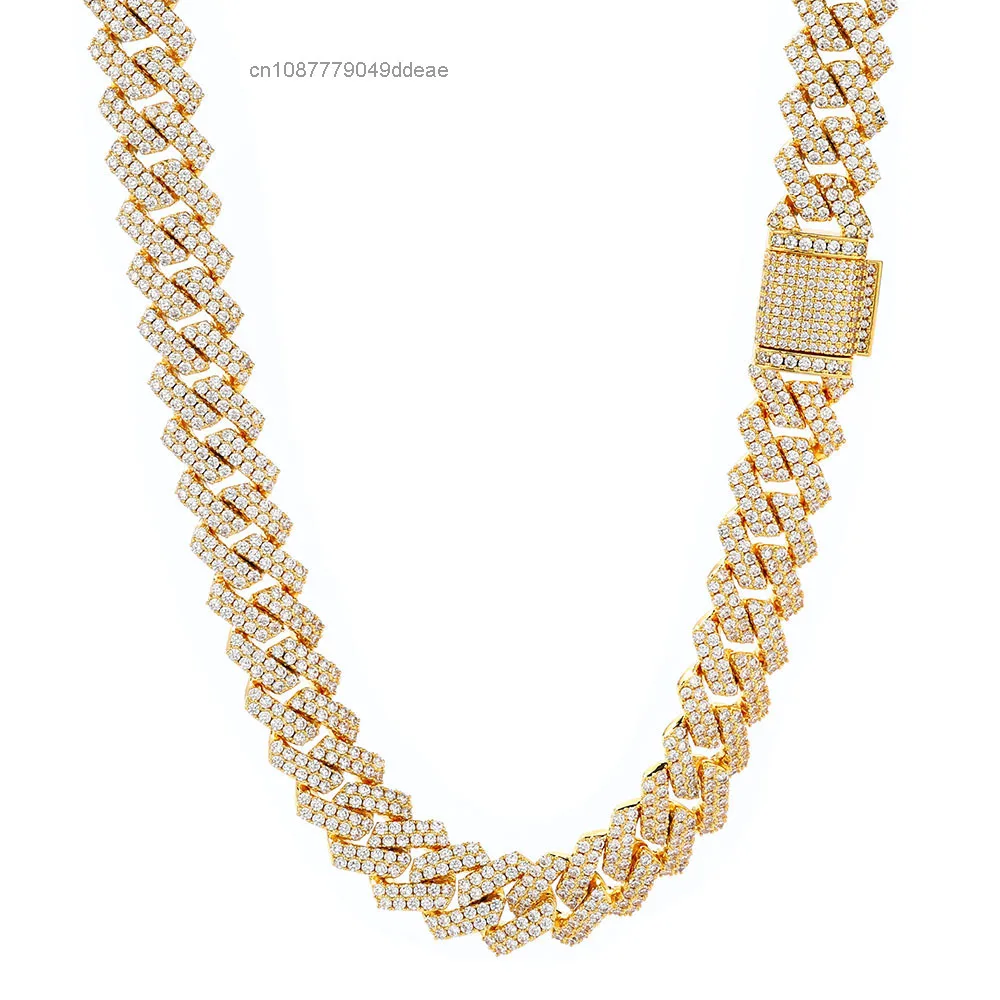

VVS Moissanite-tennis-necklace Cuban Link ChainCoffee Bean Pig Nose Choker Necklace Hip Hop S925 Sterling Silver Link Chain