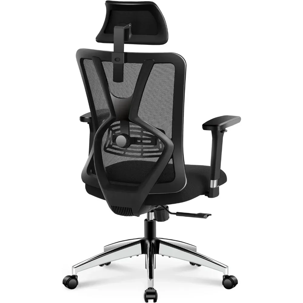 Ergonomic Office Chair - High Back Desk Chair with Adjustable Lumbar Support & 3D Metal Armrest - 130°Reclining & Rocking Mesh