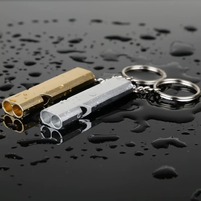 

1/2Pc Survival Whistle Soccer Outdoor High Decibel Portable Flat Aluminum Alloy Dual Frequency Wilderness Emergency Whistle Tool