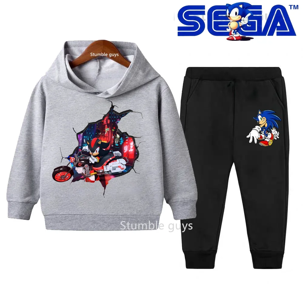 أطفال سونيك هوديي مجموعة الخريف الشتاء الفتيان ملابس الفتيات الدافئة عارضة البلوز Trucksuit نشط عارضة المحملة  #4