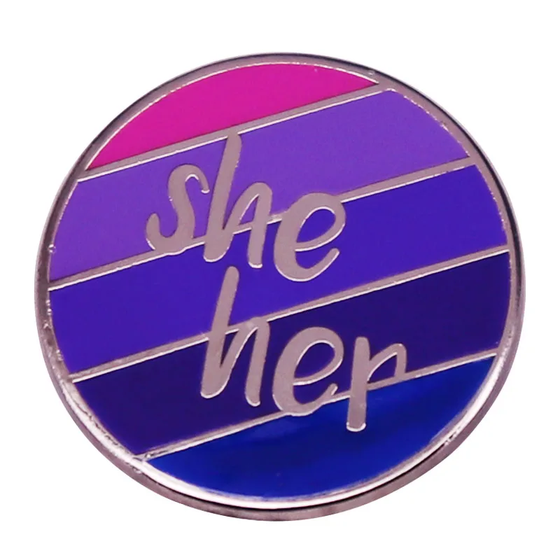 She/Her Pronoun Enamel Pin Bisexual Pride Flag Badge LGBTQ Accessories