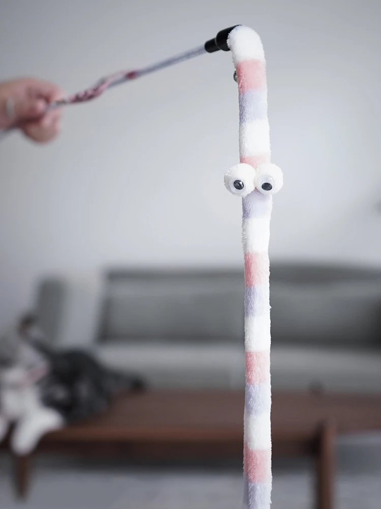 Katze Spielzeug Feder Katze Teaser Zauberstab Katze Interaktives Spielzeug Lustige Raupe Bunte Stange Teaser Zauberstab Haustier Katze Liefert Katze Zubehör – Detail 4