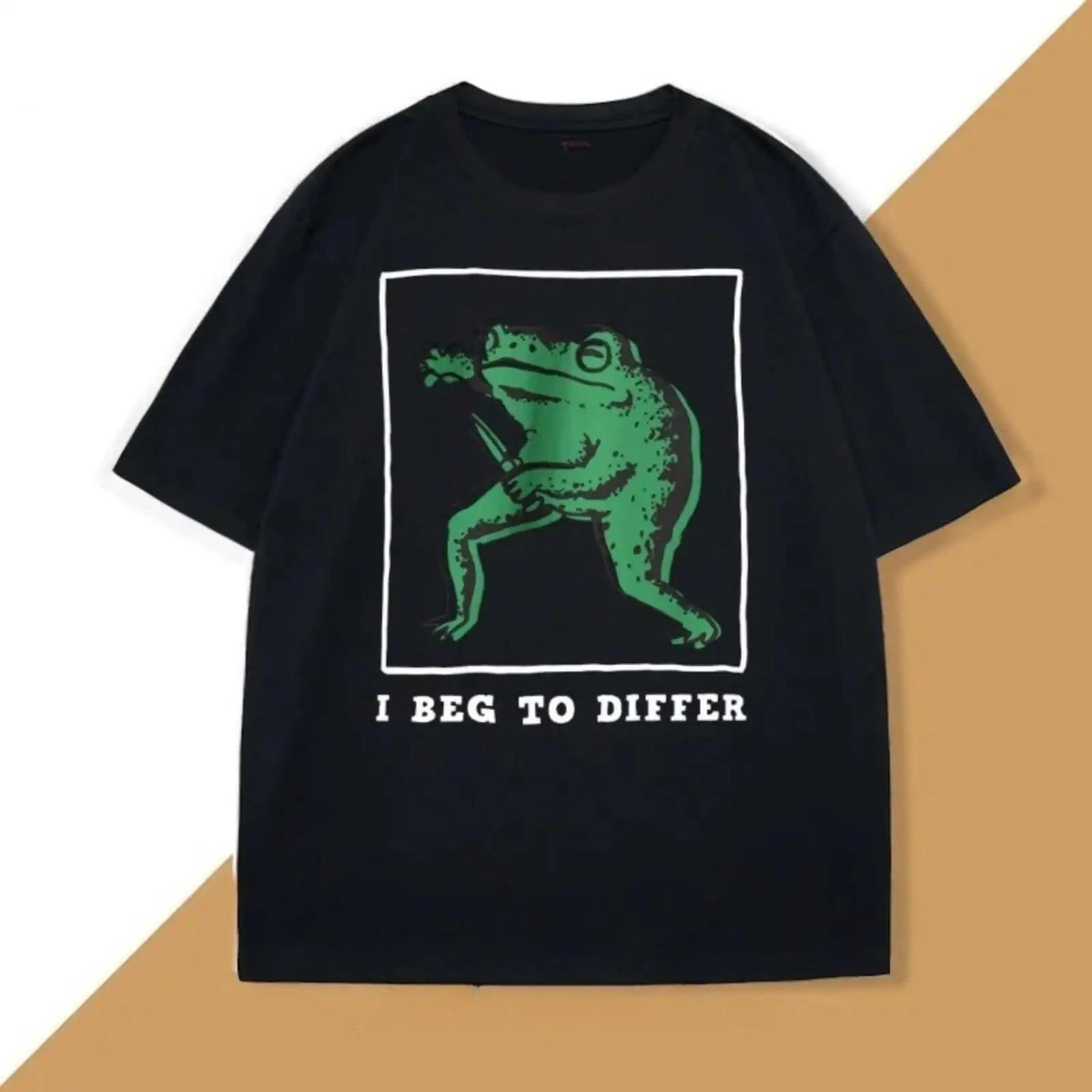 

Men's I Beg to Differ Frog Playing Guitar T Shirt Funny Graphic Tee Short Sleeve Punk Rock Vintage Style Top Streetwear