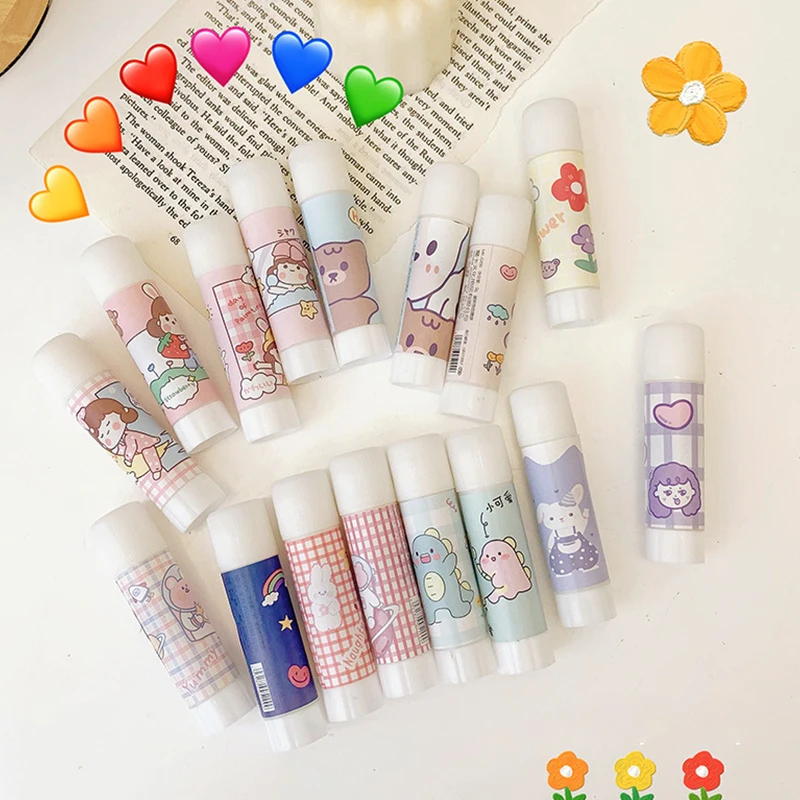 Cute Cartoon Solid Glue Stick Strong Adhesives Non-toxic Sealing Stickers Mini Stationery Office School Supplies for Students