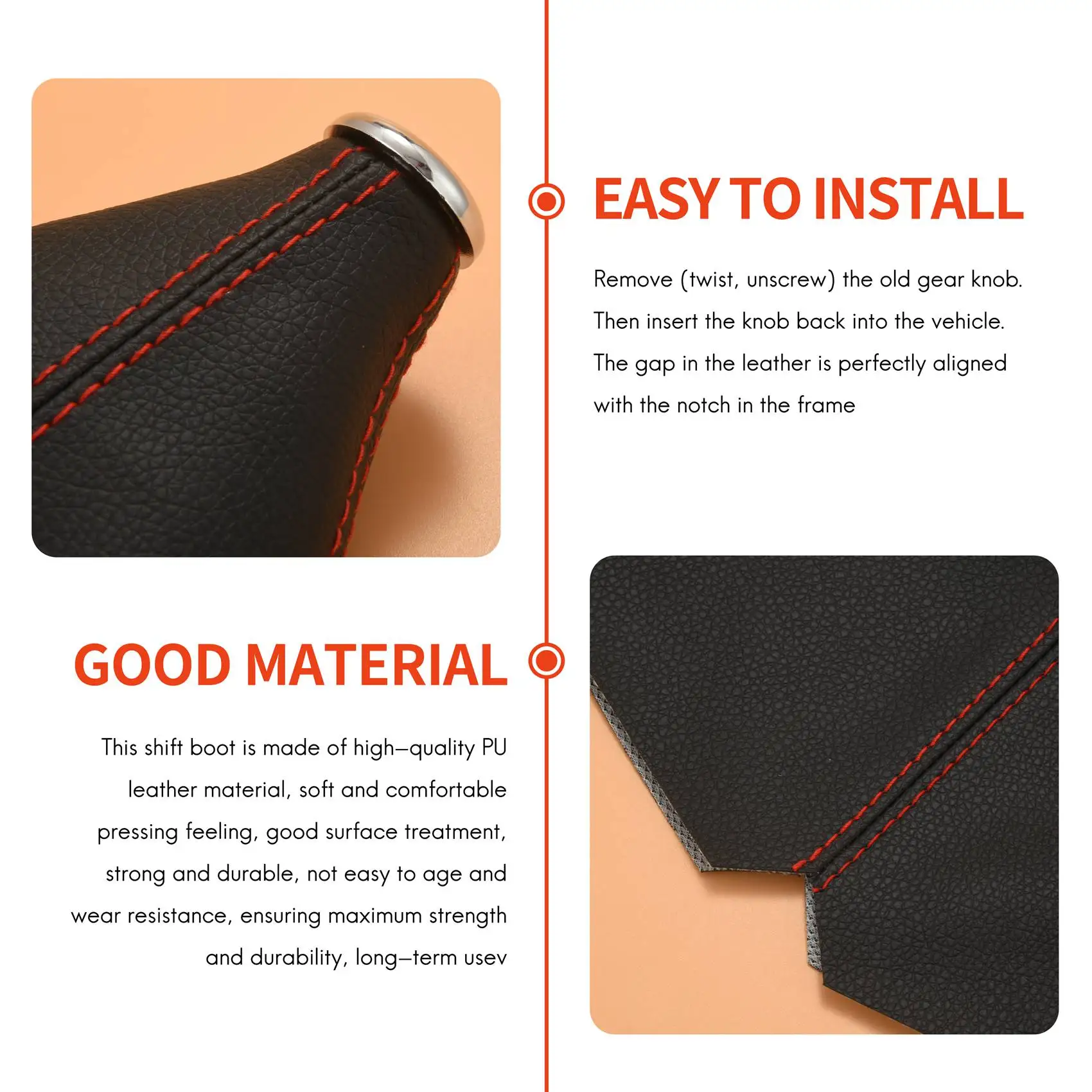 AT77 Universal Auto Manual เกียร์ Shift Knob Boot ฝุ่นเกียร์ Gaiter Cover เกียร์ Shifter Boot Shift Knob Gaiter Boot