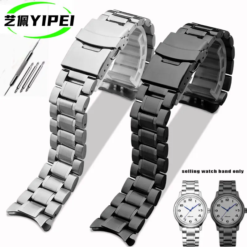 For Seiko Timex Citizen Casio Curved End Stainless Steel Strap Men 20mm 22mm High Quality Metal Watchband Watch Chain Bracelet