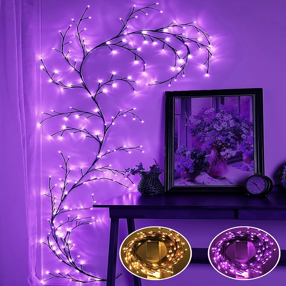 USB flessibile Willow Vine Light decorazioni per la casa di nozze albero in Rattan fai da te luminoso ramo luce parete camino festa camera da letto