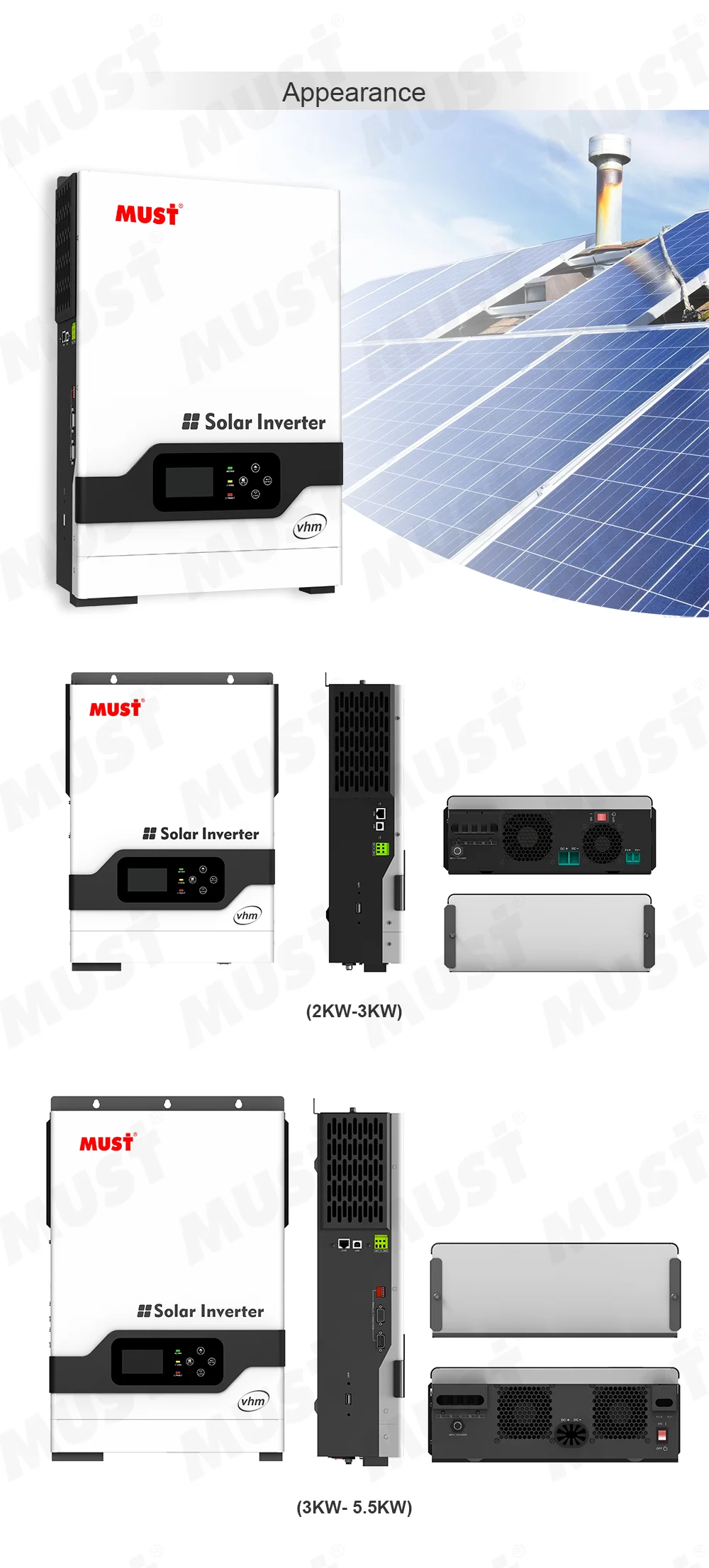 Inversor MUST-Solar, 5.2KW built-in 80A MPPT carregador controlador, alta freqüência