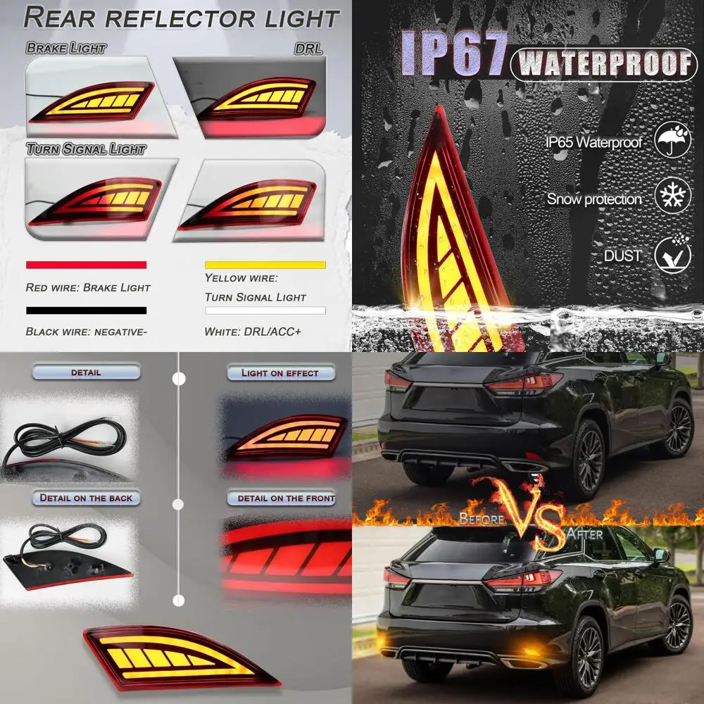 

Lexus RX350/RX350L 2020-2022 Full LED Rear Bumper Fog Light Kit with Sequential Signals & DRLs (2pc Red)