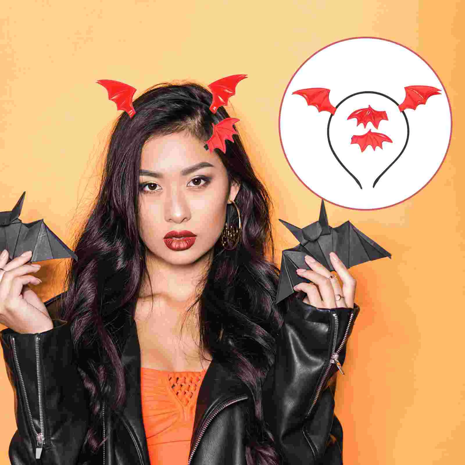 Bat Headband Hair Clip Halloween Themed Party Flying with Clips Clothing Hoops Fabric Wings