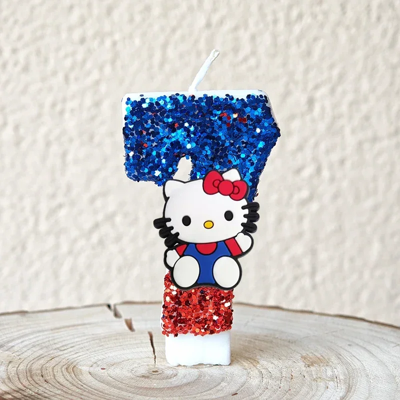 Niedliche Hello Kitty Glitzernde Farbverlauf-Zahlenkerze Kuchendekoration Süßes Thema Kindergeburtstags-Party-Zubehör Mädchen-Baby-Shower-Dekorationen – Detail 11