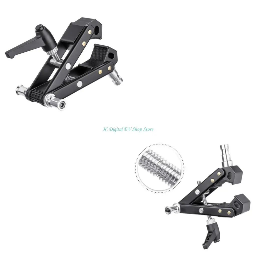 E74D Unique A Type Tripods Light Stand Bracket 3-Head Super Strong Clamp Holder Black