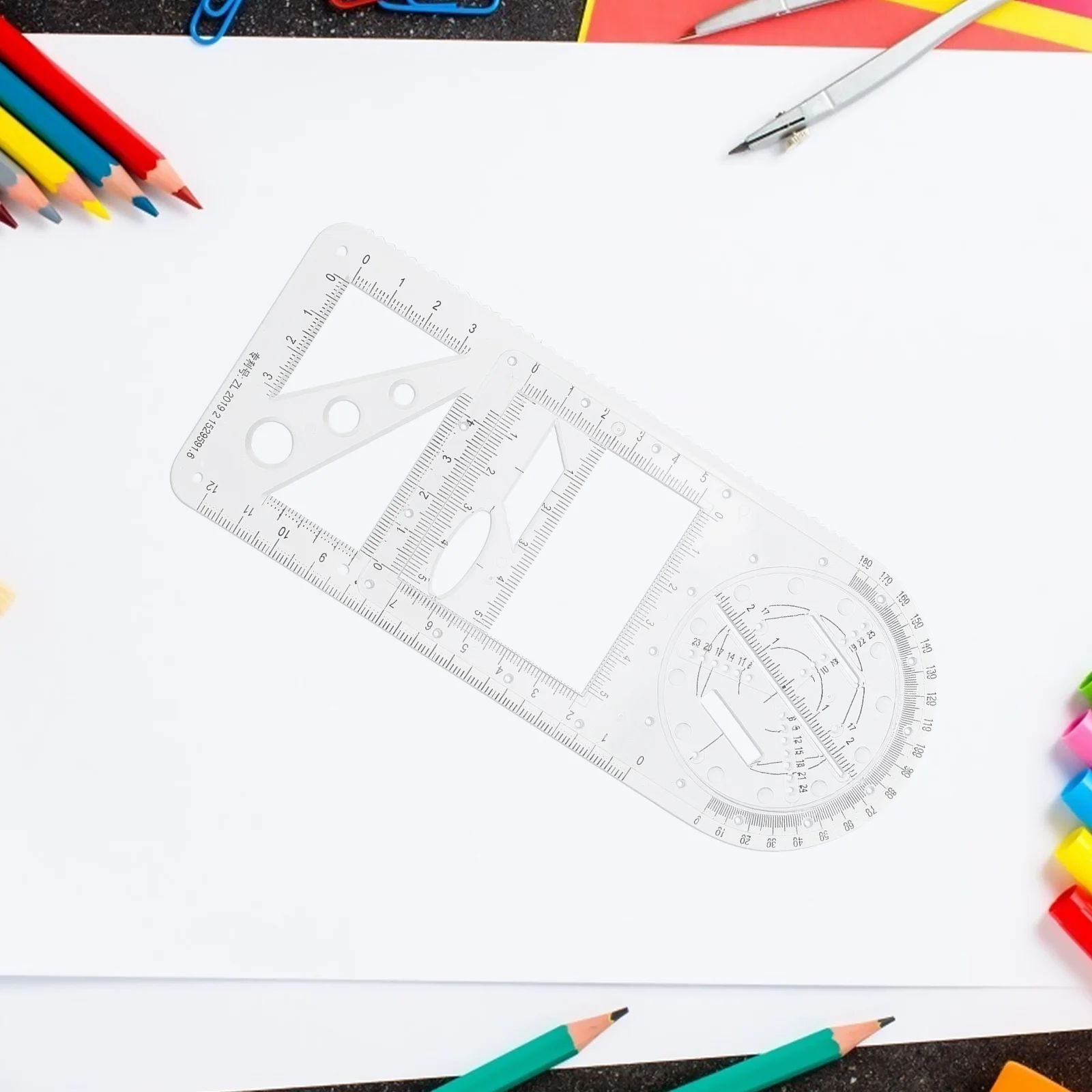 مساطر قالب الرسم أدوات هندسية متعددة الأغراض لامتحان الطلاب استخدام تصميم الرياضيات الحرفية #6