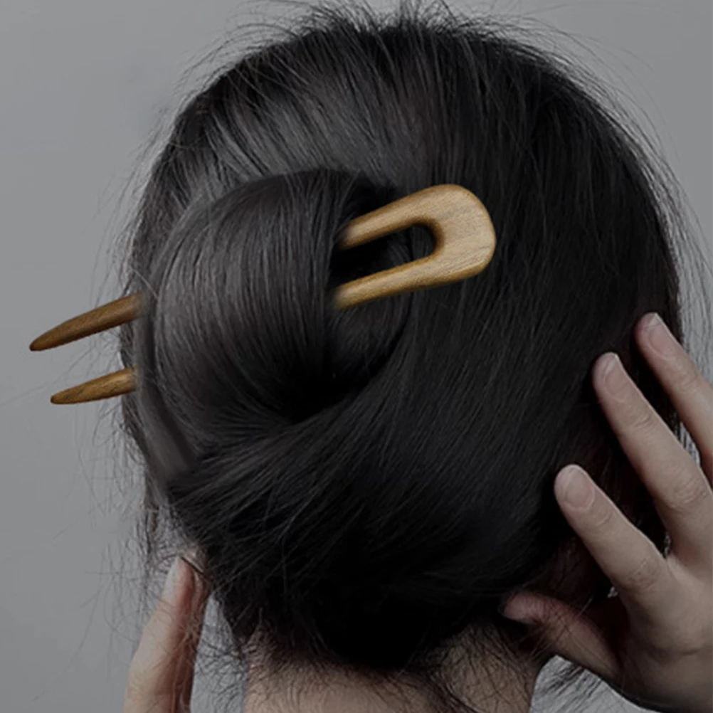 

Green Sandalwood Hairpin French Forks Women U Shaped Pins Updo Accessories Bun Hanfu Buns U-shaped