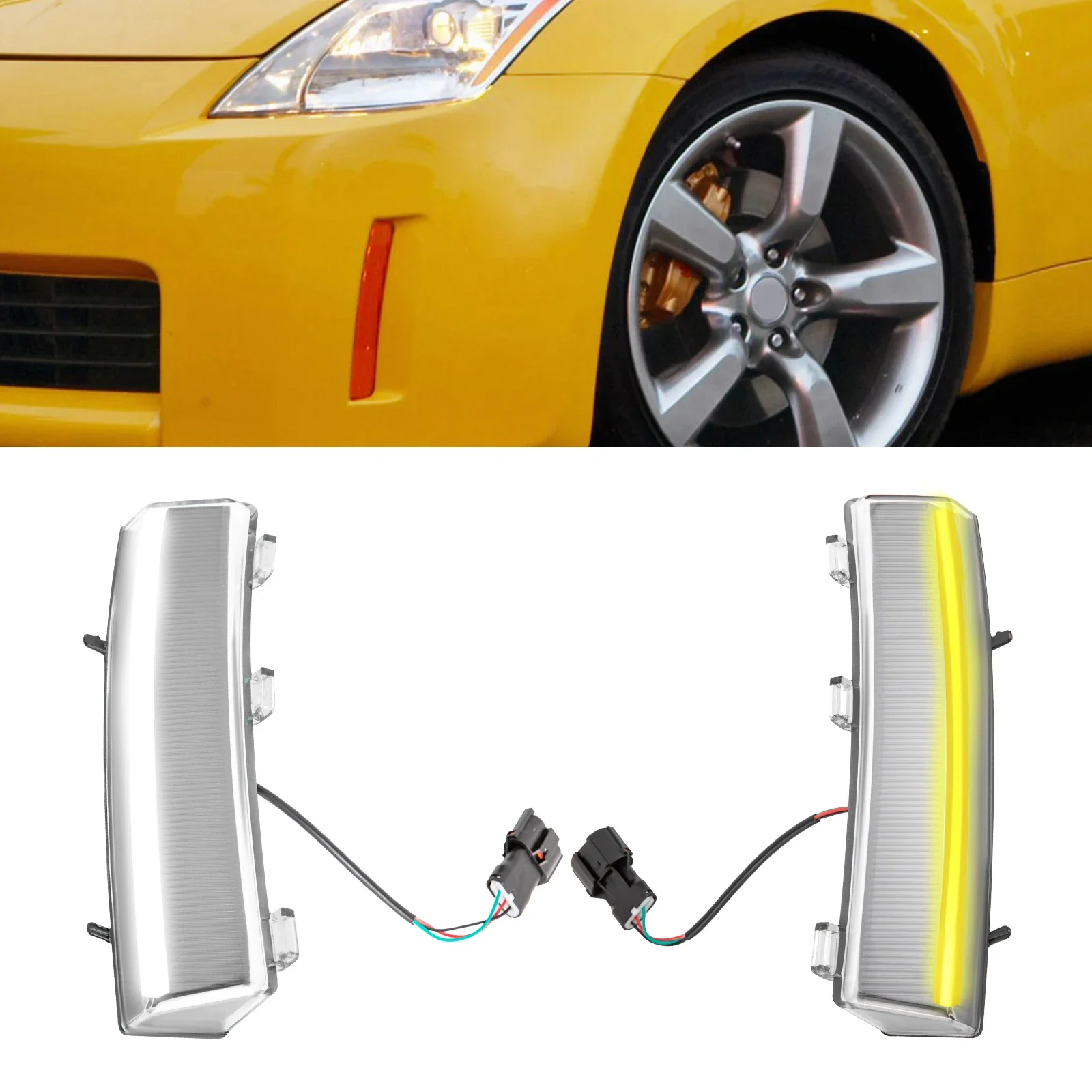 Turn Signal Lights, Fits 2006-2009 Nissan 350Z LCI Model Signal Lights, Left and Right Signal Lights