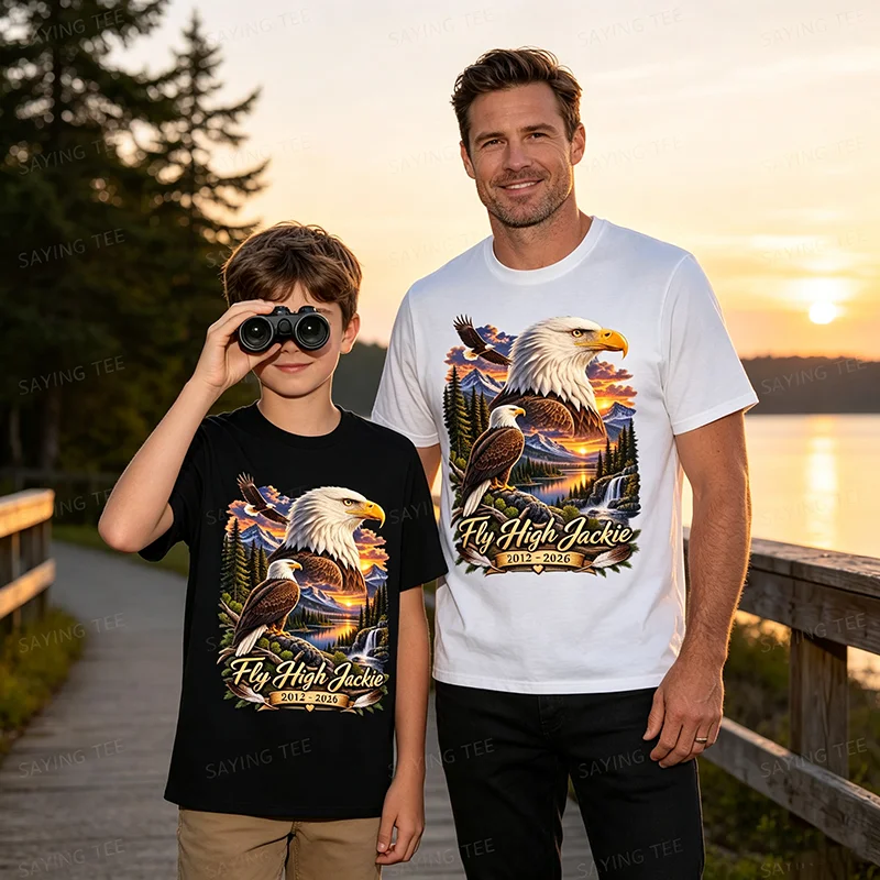 Fly High Jackie, Jackie und Shadow Weißkopfseeadler T-Shirt Y2k Lässige Grafik-Bekleidung Weißkopfseeadler Großer Bär Jackie und Shadow T-Shirt Geschenk – Detail 3