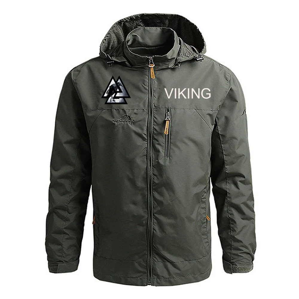 2025 viking corvo impressão primavera e outono novo blusão de quatro cores masculino à prova de vento zíper harajuku jaqueta casaco