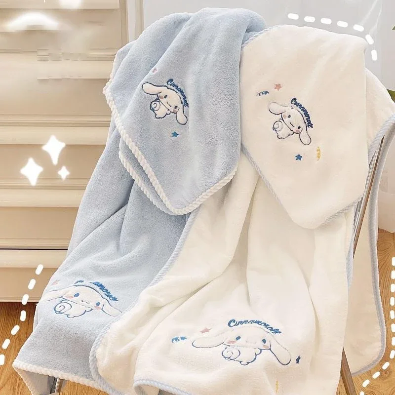 Sanrio Cinnamoroll Bath Towel Towel Dry Hair Hat Three Piece Set Super Soft Quick Drying Coral Velvet Binding Bath Towel Gifts