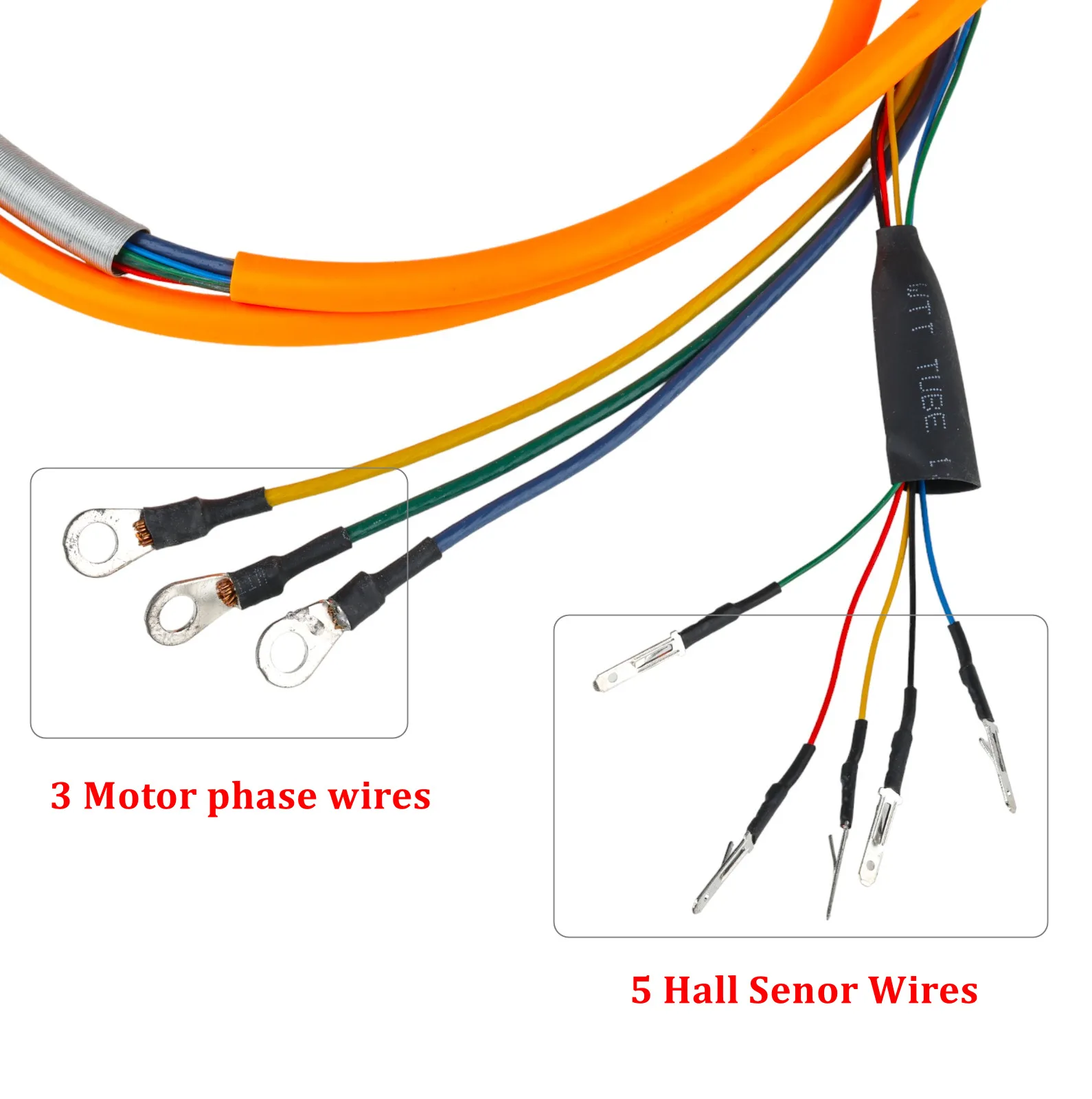 Electric Scooter Bicycle Motor Cable 800W Wheel Hub Engine With 5 Hall Senor Connector Wires 1.1 Meter 2.0 2.5mm² Repair Parts