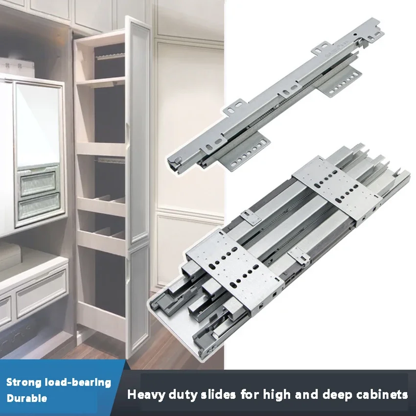 High & Deep Cabinets Heavy-duty Slide Rails For Wardrobes/Shoe Cabinets/Wine Cabinets ect.Buffer Damping Mute Push-pull Slides