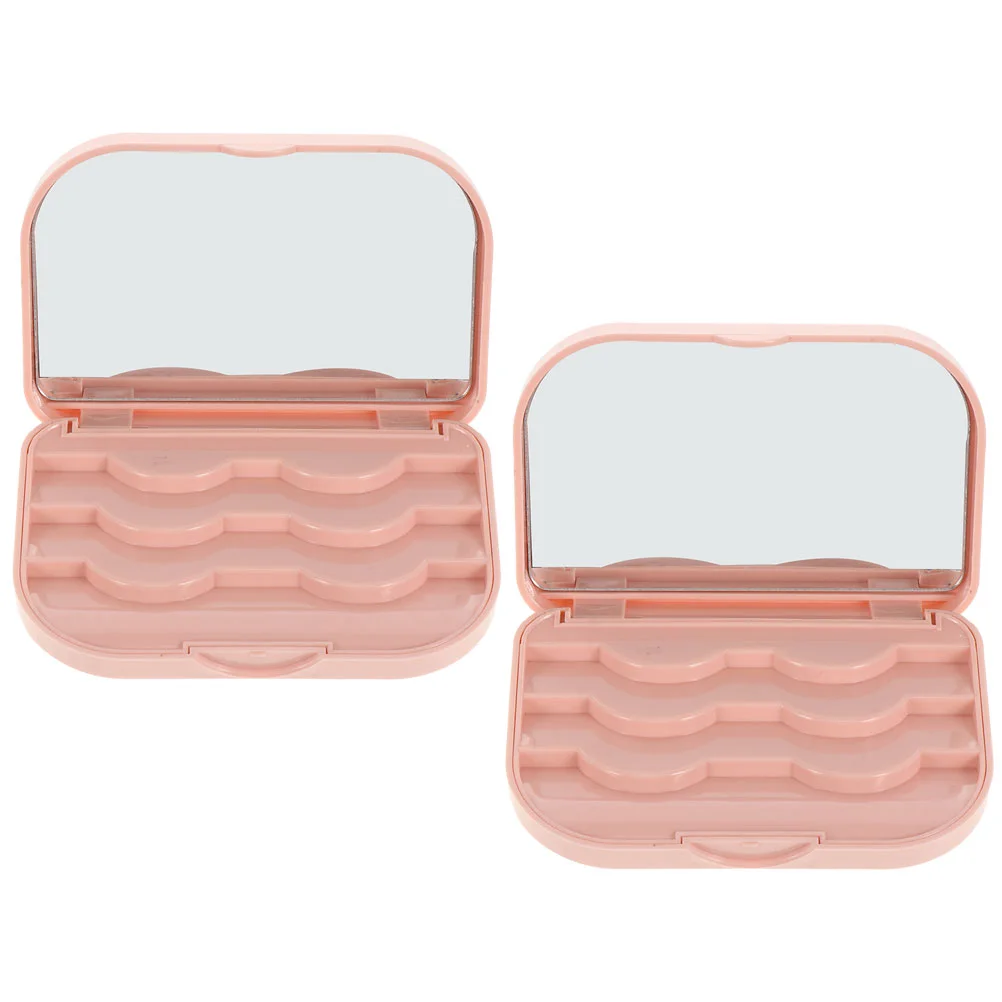 2 Pcs Eyelash Storage Box Fake Eyelashes Artificial Organizer Container Magnetic Field Weakening Case Girl Travel False