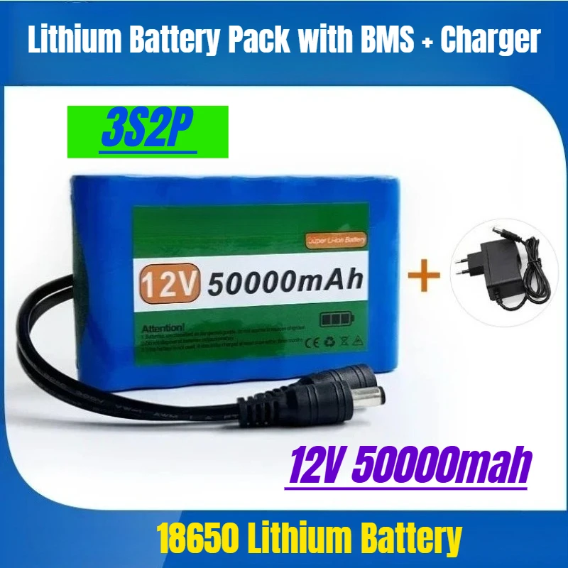 

18650 Lithium Battery 3S2P 12V 50000mah Rechargeable Lithium Battery Pack with BMS + Charger