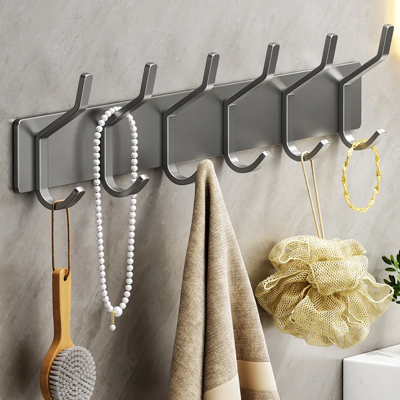 Carbon Steel Row Hook Clothes Door Rear Clothes Wall Bedroom Kitchen Bathroom Bathroom Hook Free Punching decorative vinyl update waterproof marbletexture sticker liner sticky back roll wallpaper door kitchen bathroomfurniture sticker