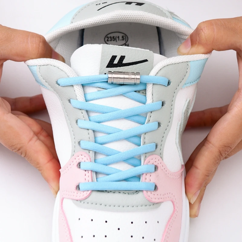 Elastic Shoe Laces Without Ties Round Shoelaces for Sneakers Capsule Metal Lock Lazy Shoes Lace Accessories Rubber Band 1Pair