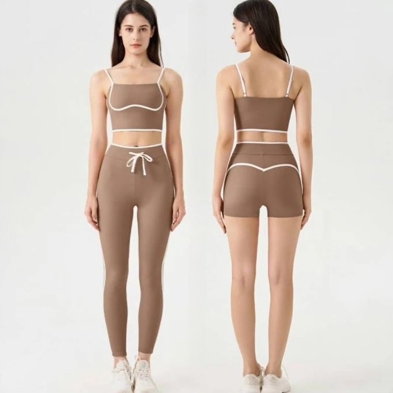 

Женский облегающий комплект для йоги с цветными блоками, жилет с открытой спиной и подъемом бедер, спортивный костюм для бега и отдыха на открытом воздухе, фитнес-костюм