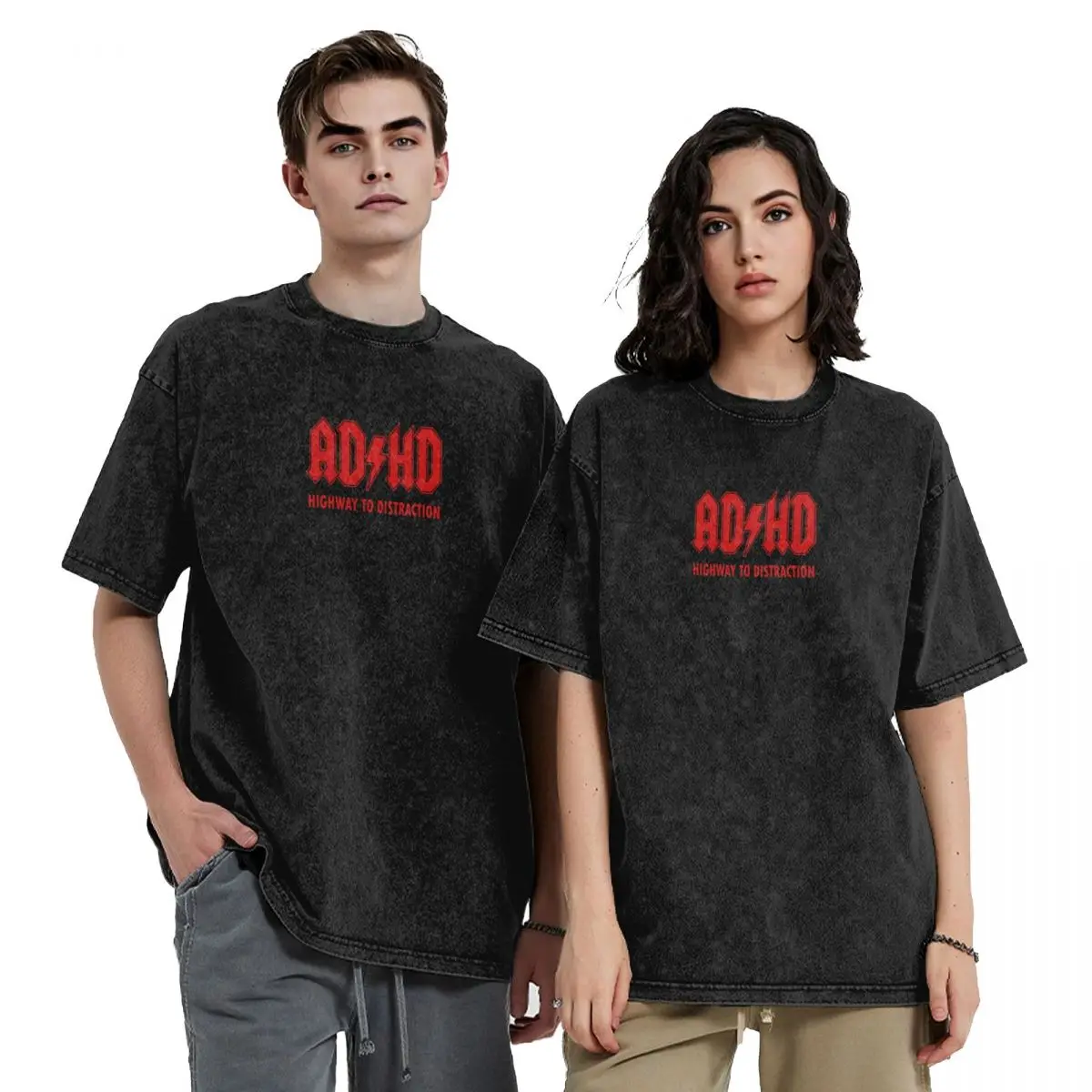 

ADHD - ACDC joke T-Shirt customs basketball graphic tees fashion shirts men t shirt