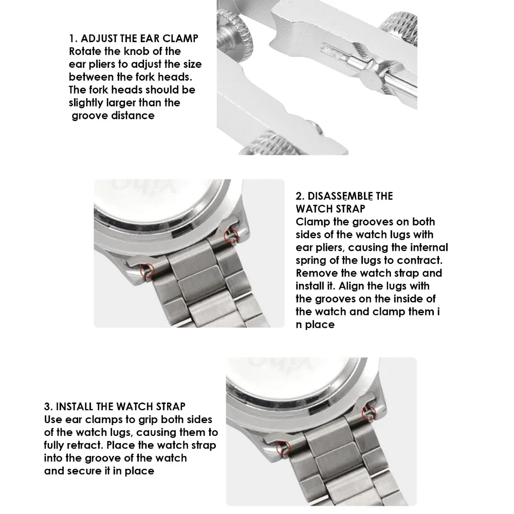 Watch Spring Bar Plier Tool Set with Durable 10 Tips Pins Spring Bar Tweezer Tool for Watch Wrist Bands Strap Removal Repair image 4