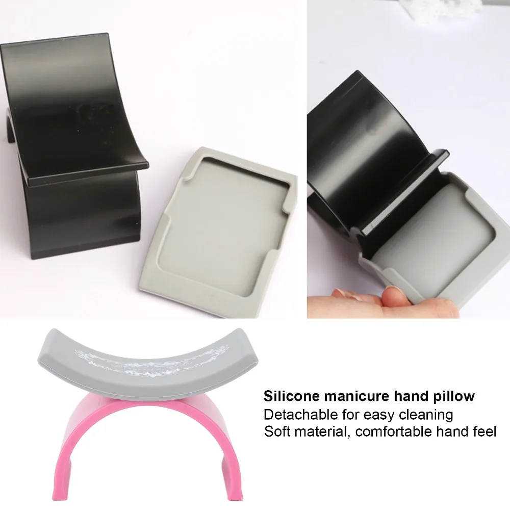 Soft Silicone Manicure Hand Rest Pink or Black Holder Nail Hand Rest Detachable Portable Nail Art Rest Nail Art Accessories