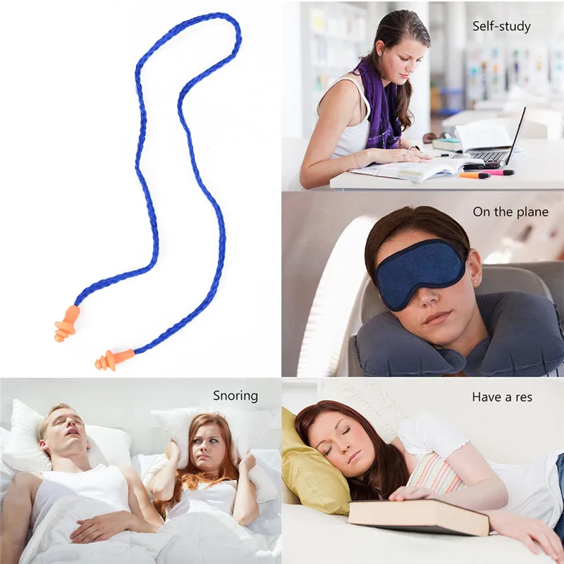 【10Pcs Soft Silicone Corded Ear Plugs Reusable Hearing Protection Earplugs】
