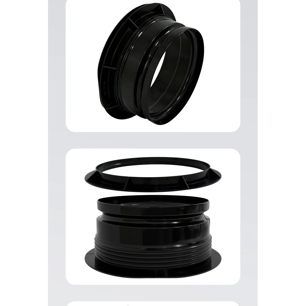 ABS Plastic Rotating Lock Flange Connector 150mm Black For Air Duct Ventilation System Sealing Joint HVAC Accessories
