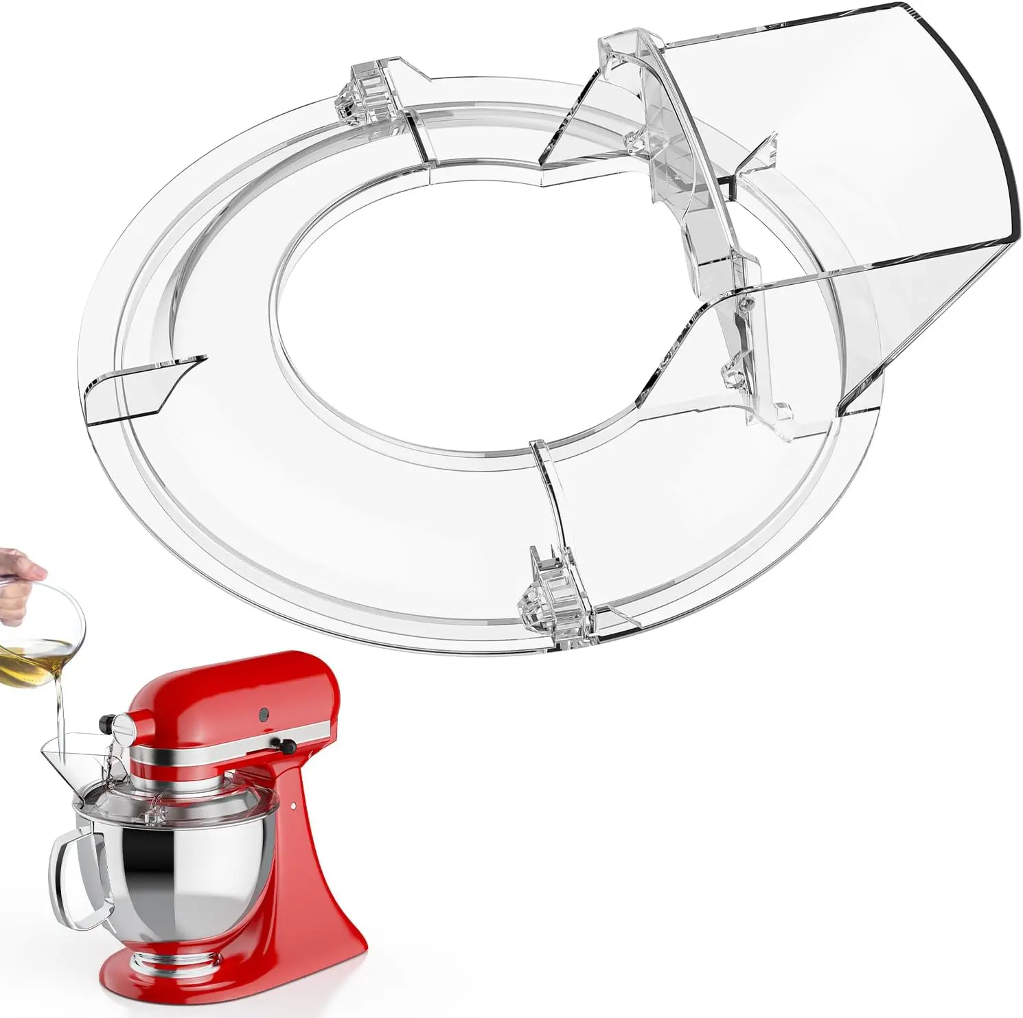 Protector de vertido para batidora KitchenAid, compatible con batidoras con cabezal inclinable KitchenAid de 4,5-5 cuartos de galón, cuerpo desmontable con tapa abatible F