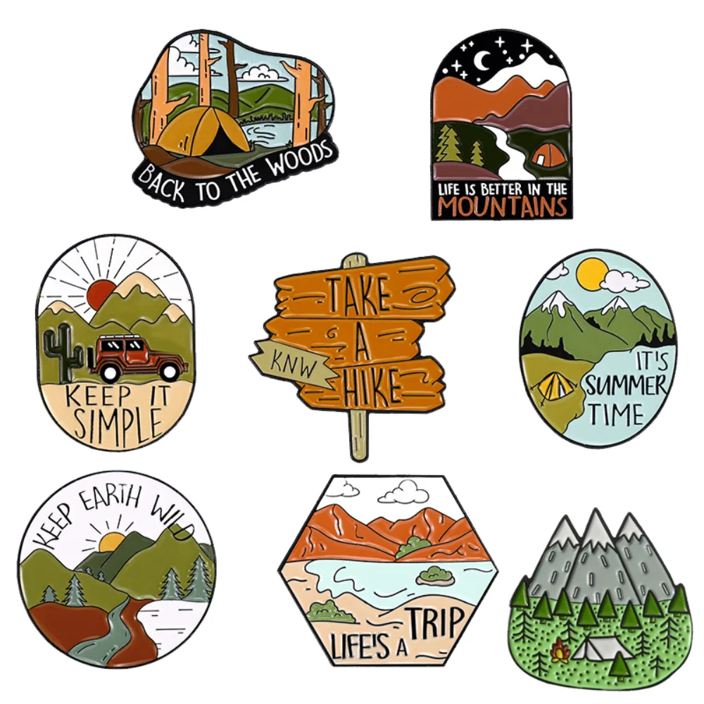Travel Outdoor Series Irregular Badge Accessories Outerwear Hats Decorative Pins Scenery Badges