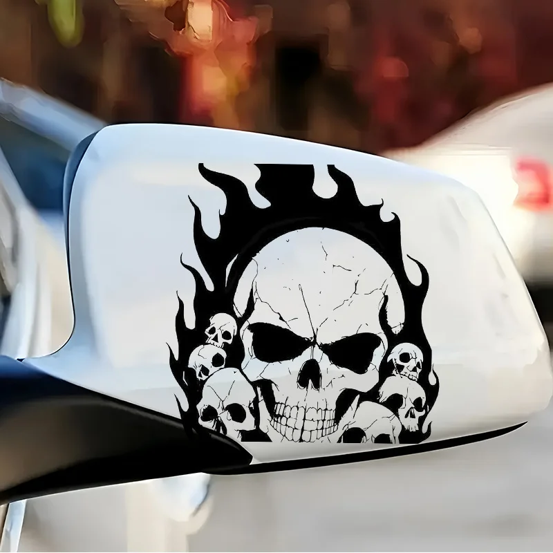 1PC Skull & Flame Dark Punk Decor Selbstklebend (15cm) für Auto Laptop Motorrad Erstellen Sie die Anpassung