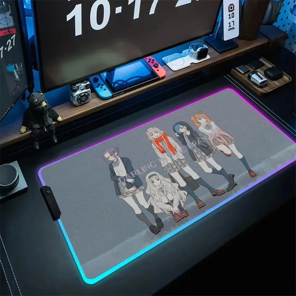 D_darling in the franxx Mouse Pad RGB Mousepad Anime High Definition Printing Extended Pad Kawaii Deskmat Lighting Table Mat