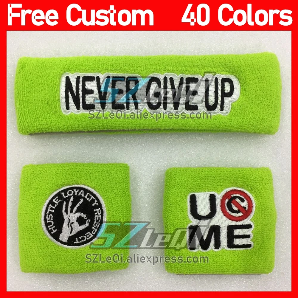 3PCS / set Free Custom Cotton Wrestling Sports Basketball Sports Headband Men Women Running Fitness Sweatband Bandana Wristbands