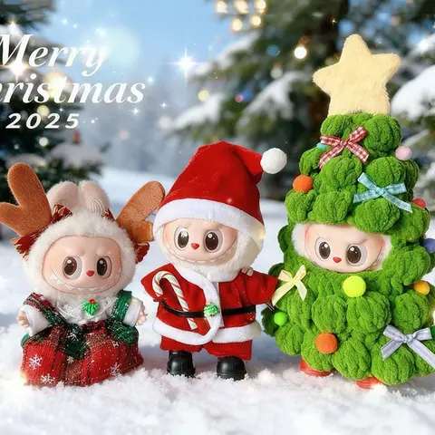 Cute Doll Clothes Outfit Accessories Christmas Cape Set for 17cm Labubu V1V2V3 Doll Accessories Gift Labubu Christmas Outfit