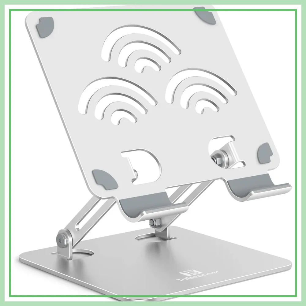

Adjustable Tablet Stand for Desk, Premium Aluminum Holder for iPads, Kindle, Switch & Smartphones, Fits 4-12" Devices Silver