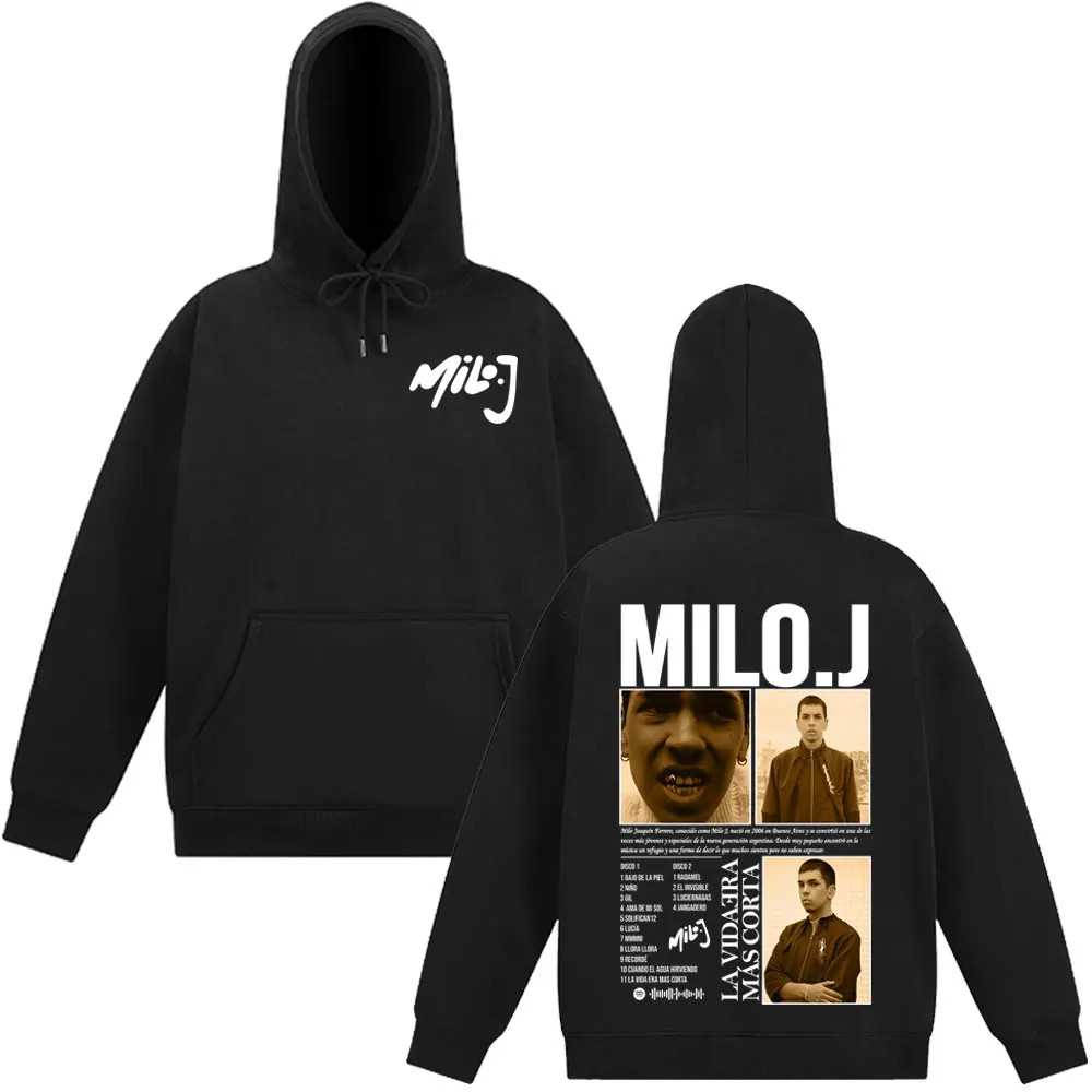 Customization Rapper Milo J New Album 2025-2026 Tour Vintage Print Hoodie Men Women Fashion Hip-hop Pullover Loose Casual Oversi